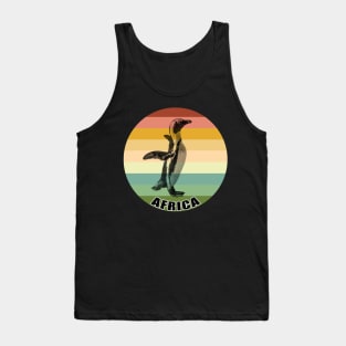 African Penguin Full Figure on Vintage Retro Africa Sunset Tank Top